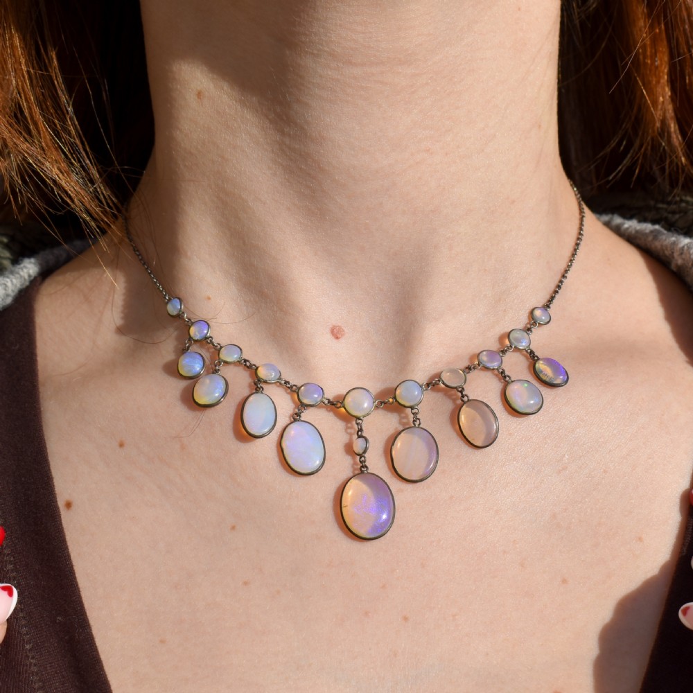 Antique Edwardian Opal Fringe Festoon Necklace | 15