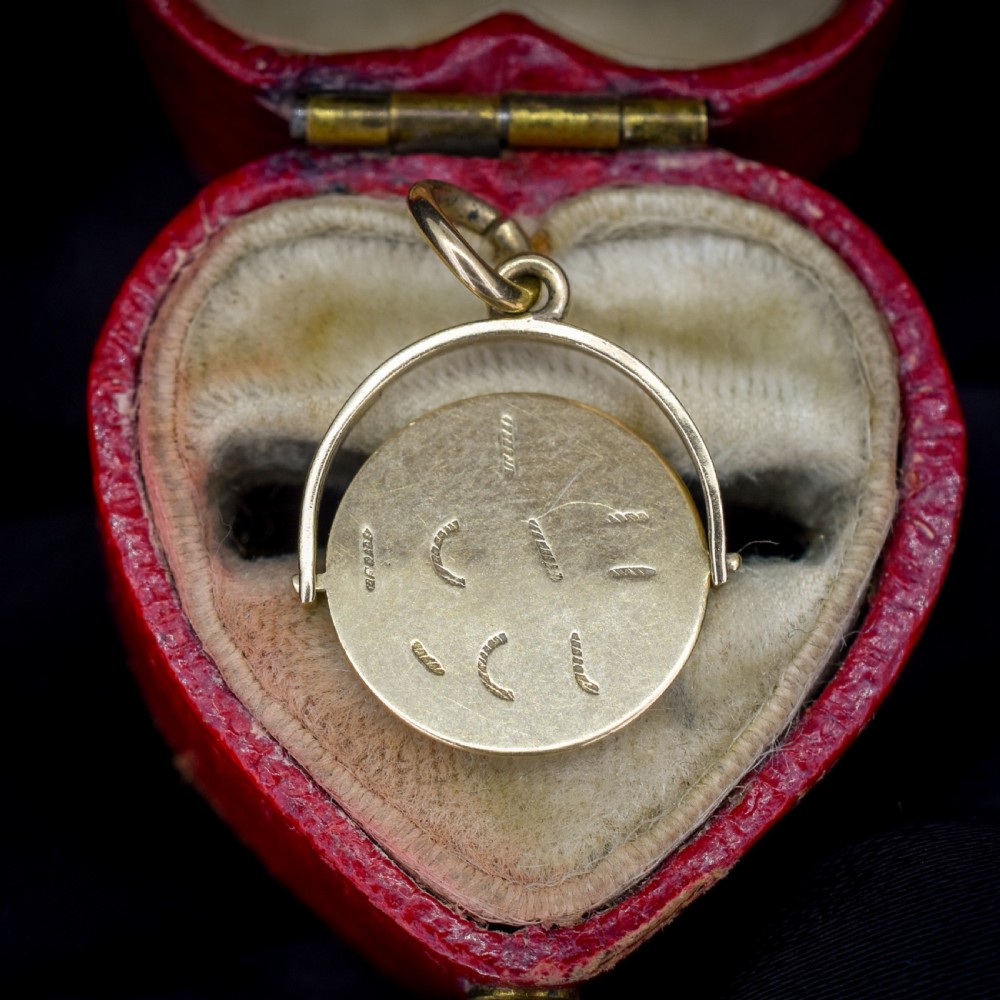 Vintage 9ct Yellow Gold I Love You Spinning Charm Pendant