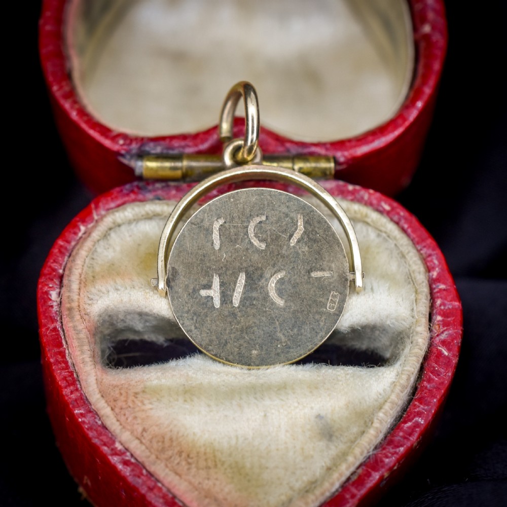 Vintage 9ct Yellow Gold I Love You Spinning Charm Pendant View III