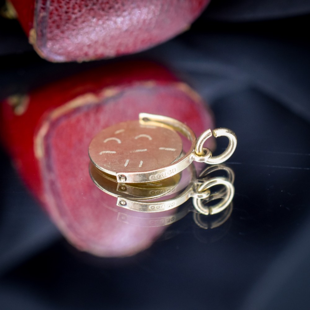 Vintage 9ct Yellow Gold I Love You Spinning Charm Pendant View IX