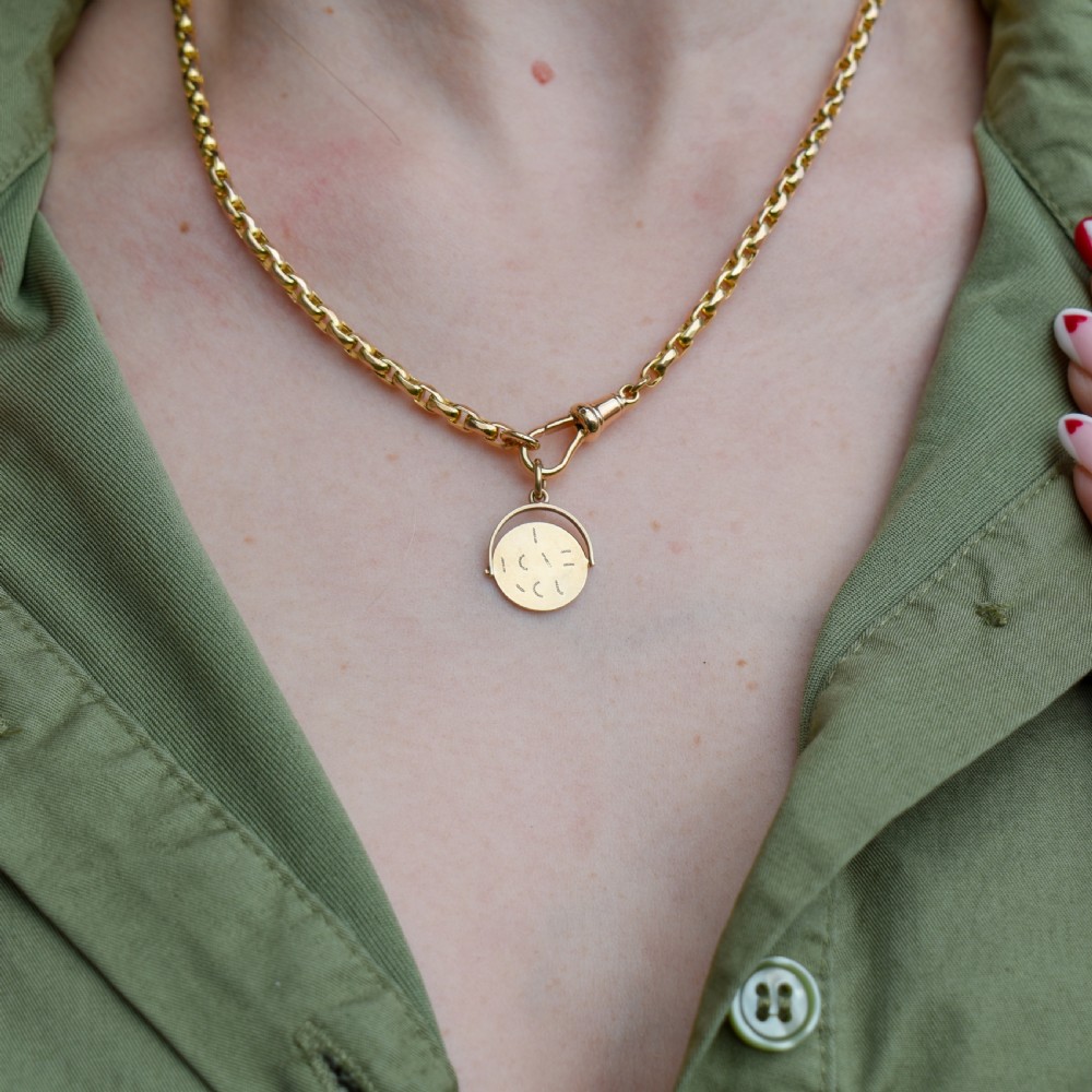 Vintage 9ct Yellow Gold I Love You Spinning Charm Pendant View X