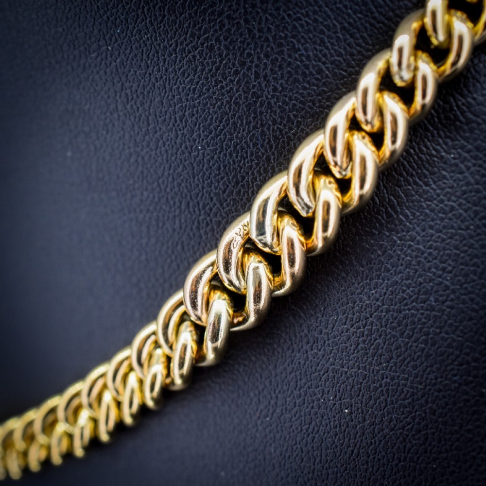 Antique Rolled Gold Curb Chain with T-Bar and Double Dog Clips - 14.5