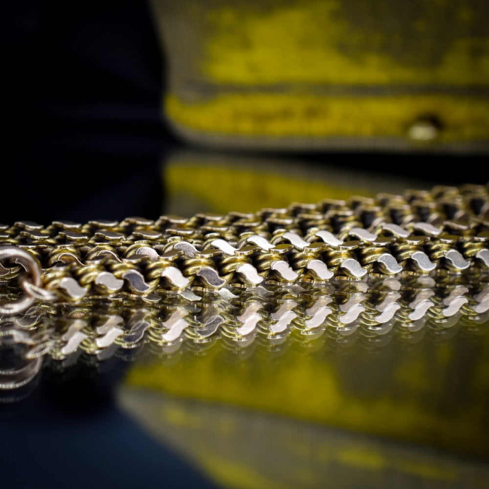 A Victorian 15ct yellow gold fancy link chain necklace fitted with a dog clip fastener. View VII