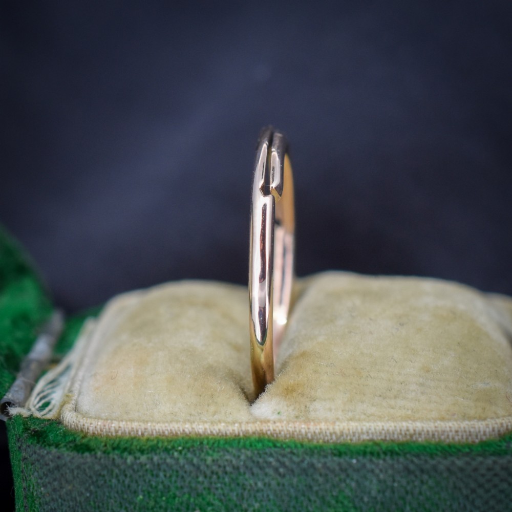 A circular 9ct gold split ring measuring 20 millimetres with a double-coiled wire design. View IV