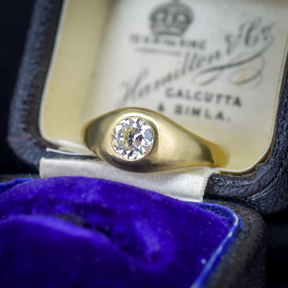 0.59ct Old Cut Diamond 18ct Yellow Gold Gypsy Band Ring View II
