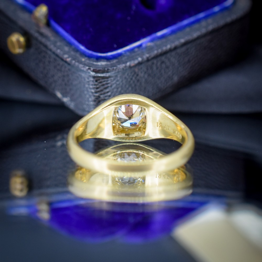 0.59ct Old Cut Diamond 18ct Yellow Gold Gypsy Band Ring View V