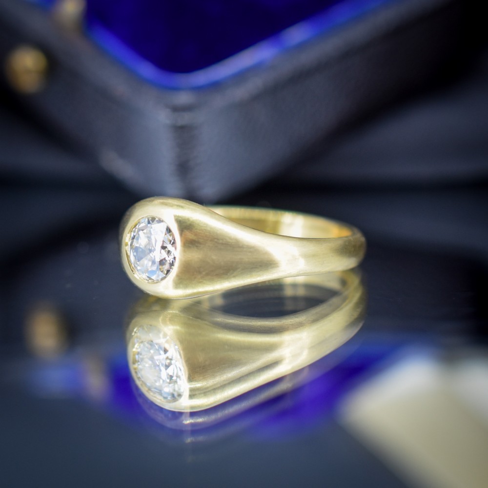 0.59ct Old Cut Diamond 18ct Yellow Gold Gypsy Band Ring View VI