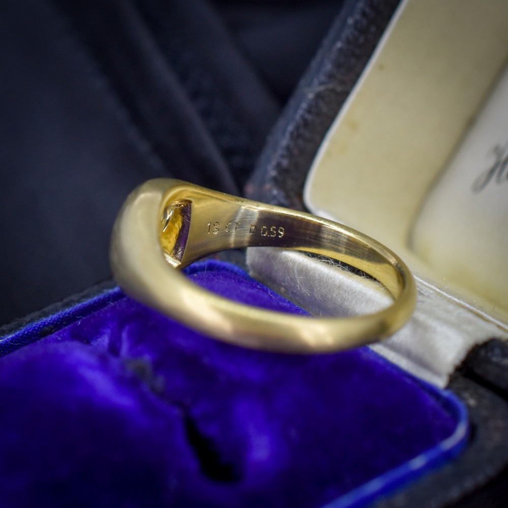 0.59ct Old Cut Diamond 18ct Yellow Gold Gypsy Band Ring View VII