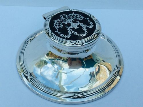 A Fine Edwardian Silver and Faux Tortoiseshell Inkwell 11cms.