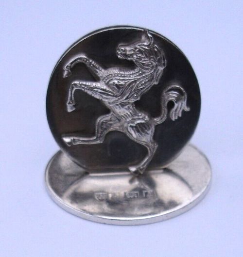 A 1960s Silver Menu Holder or Place Setting presented to H.M.S. KENT - D12