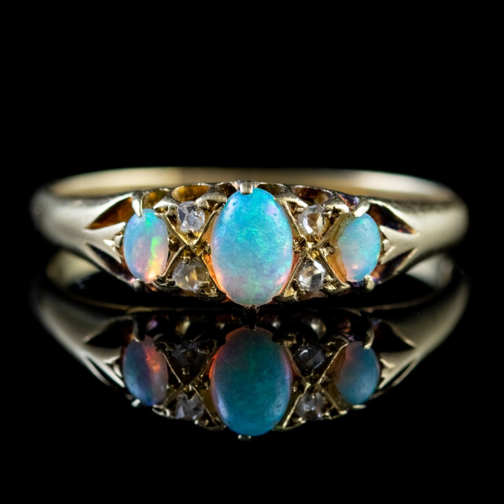edwardian opal and diamond ring
