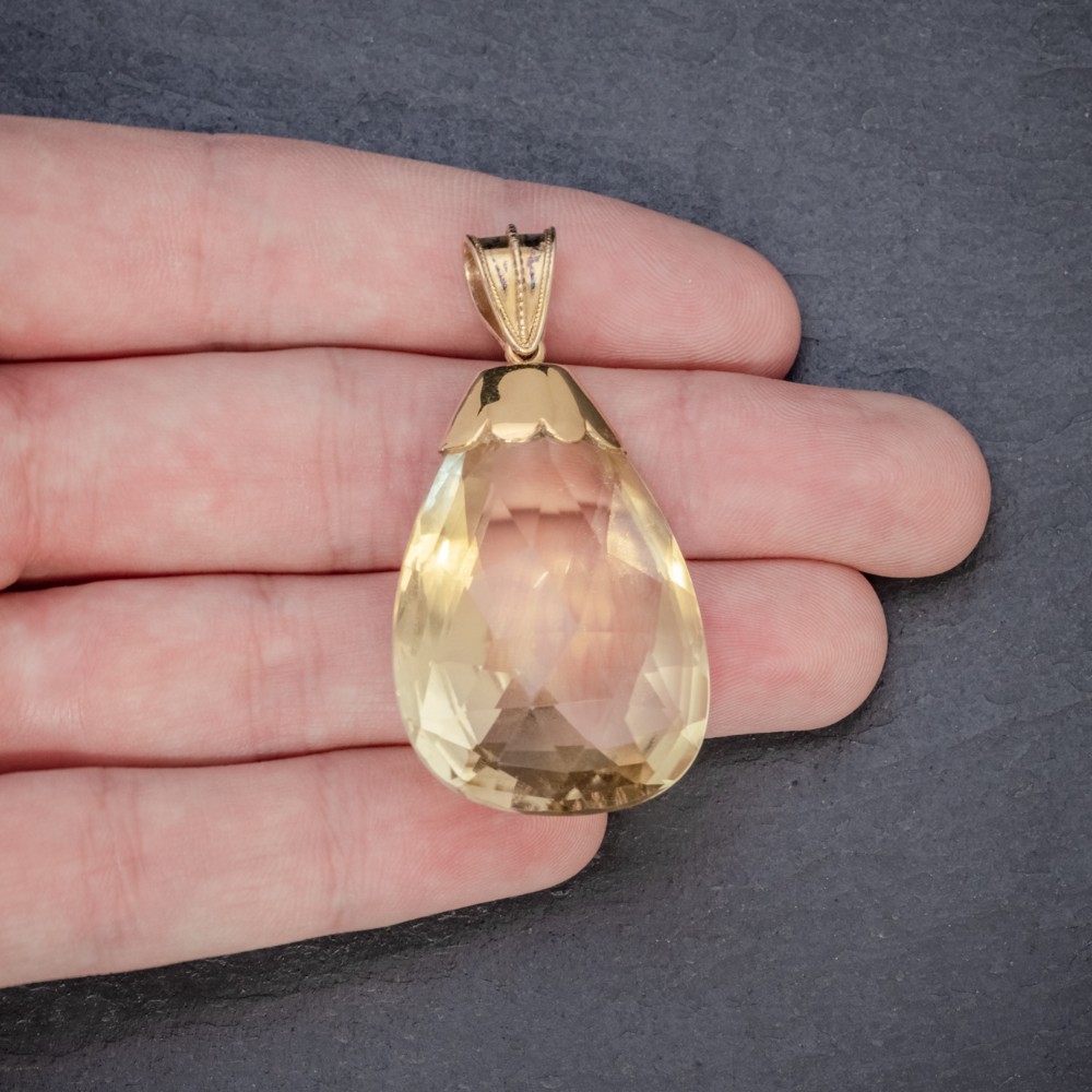 Antique Victorian Citrine Pendant 50ct 