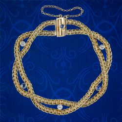 VINTAGE SAPPHIRE DIAMOND CHAIN BRACELET 9CT GOLD DATED 1966