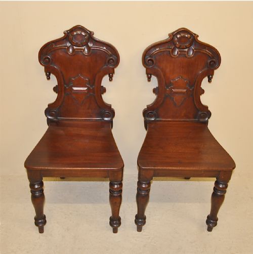 Pr Mahogany Hall Chairs
