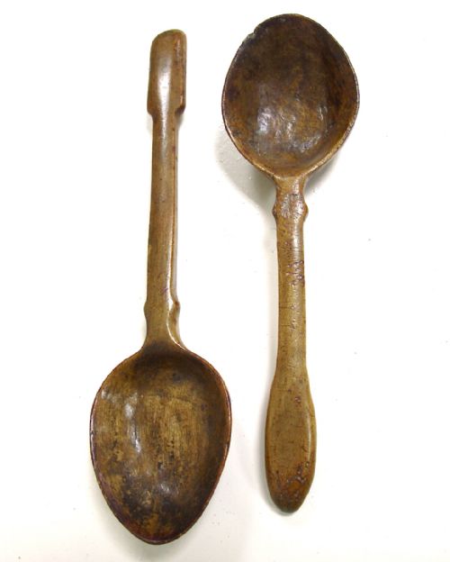 2 Treen Spoons
