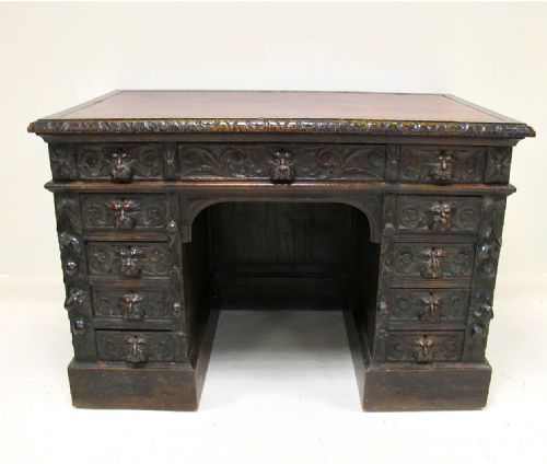 Green Man Oak Desk