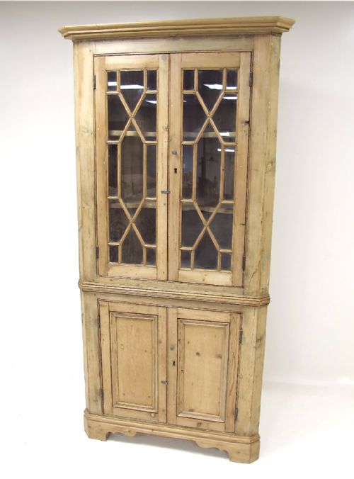 Astragal Glazed Pine Corner Cupboard