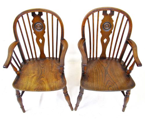 fig 1. Pr Yew Wood Windsor Armchairs