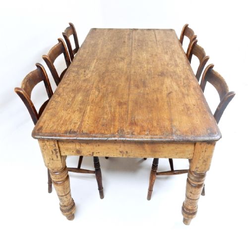 Large Antique Pine Kitchen Table