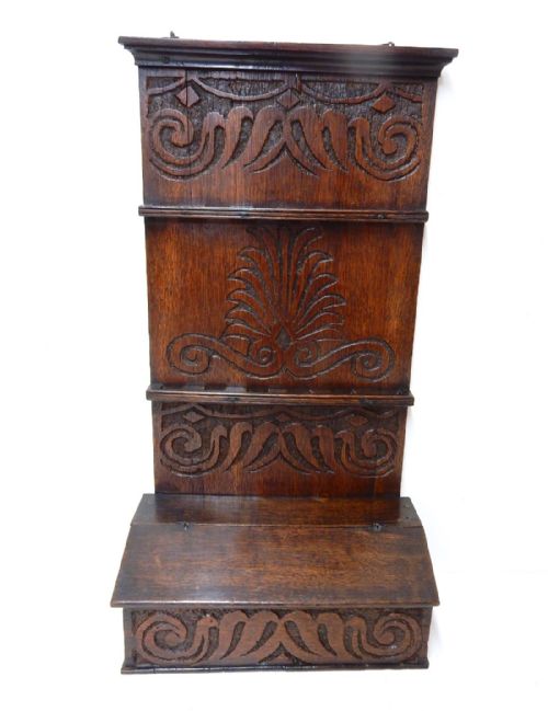 Period Oak Spoon Rack & Candle Box