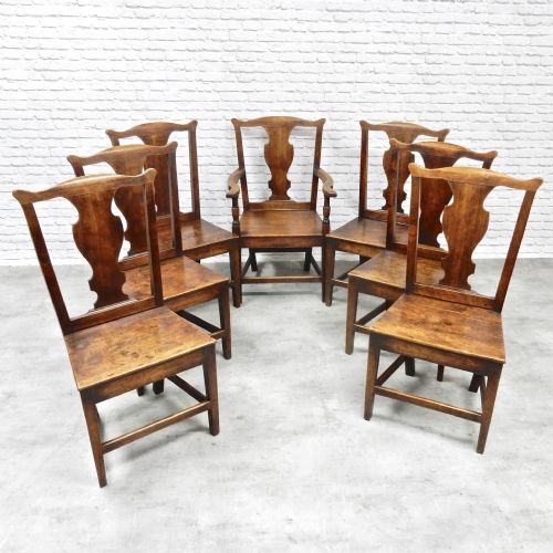 Set of Seven Oak Dining Chairs