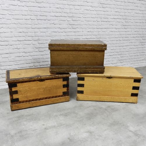 3x Original Painted Chests
