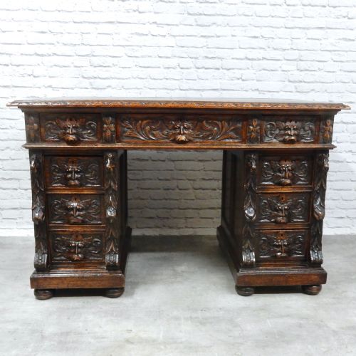 Green Man Oak Desk