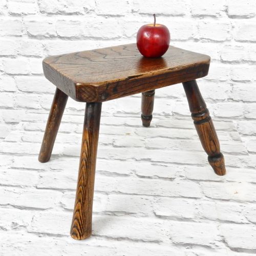Small C19th Elm Country Stool