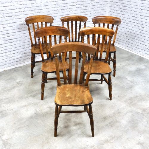 6x C19th Farmhouse Kitchen Chairs