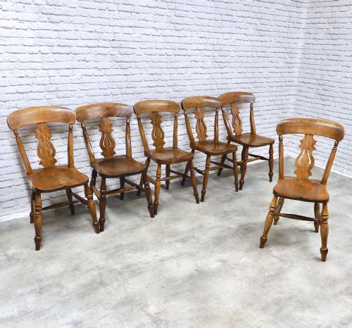 C19th Farmhouse Kitchen Chairs X6