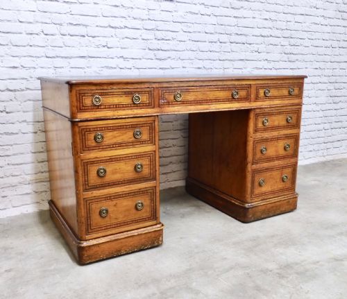 Pine Pedestal Desk in Original Paint