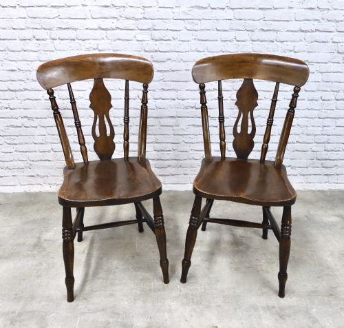 A Pair of Windsor Lyreback Windsor Kitchen Chairs