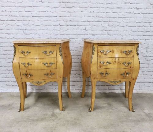 A Pair of Marble Top Bedside Chests (2)