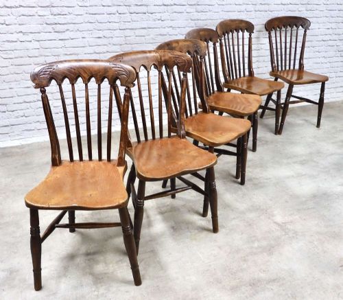 Set 6 Farmhouse Windsor Kitchen Dining Chairs