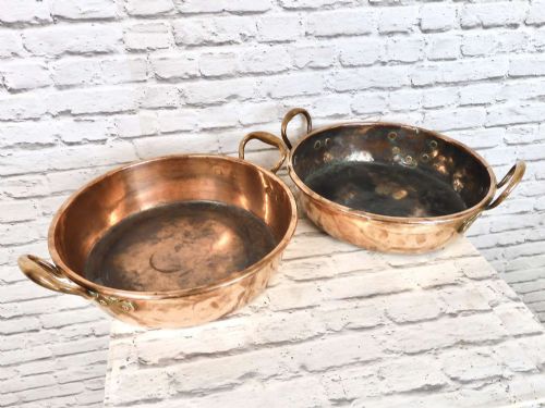 2x Large Copper Pans