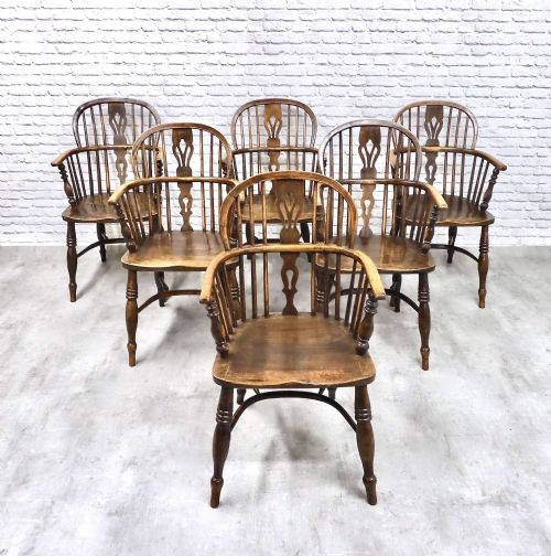 Set 6 Windsor Lowback Armchairs