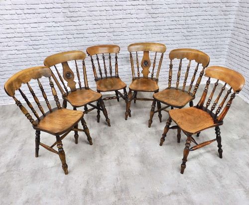 6x Farmhouse Windsor Kitchen Dining Chairs