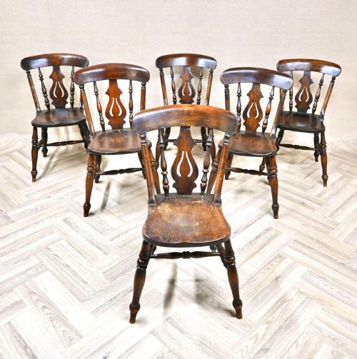 FARMHOUSE WINDSOR KITCHEN CHAIRS SET 6