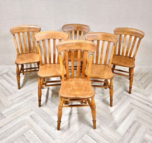 Lathback Windsor Country Kitchen Chairs X6