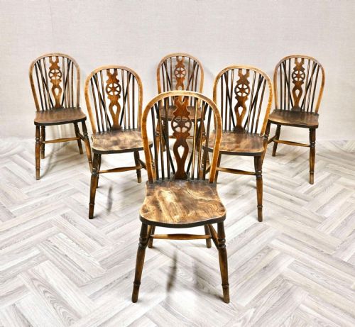 SET 6 WHEELBACK WINDSOR COUNTRY KITCHEN CHAIRS
