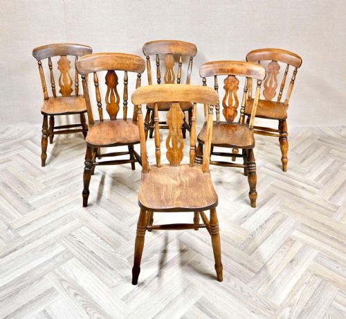 SET 6 FARMHOUSE COUNTRY KITCHEN WINDSOR CHAIRS