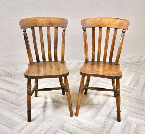 Pr Mid C20th Windsor Utility Kitchen Chairs
