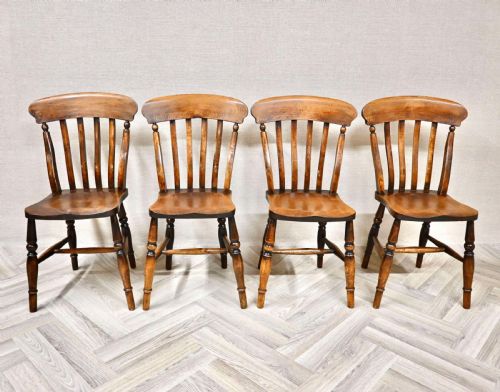 Set 4 Farmhouse Country Kitchen Windsor Lathback Chairs