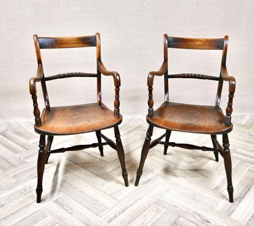 Pr Windsor Barback Armchairs with Ropetwist