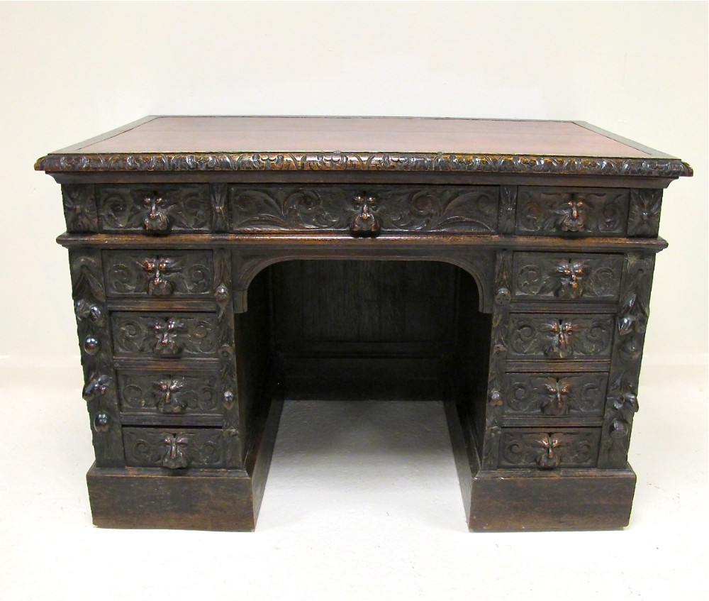 Green Man Oak Desk