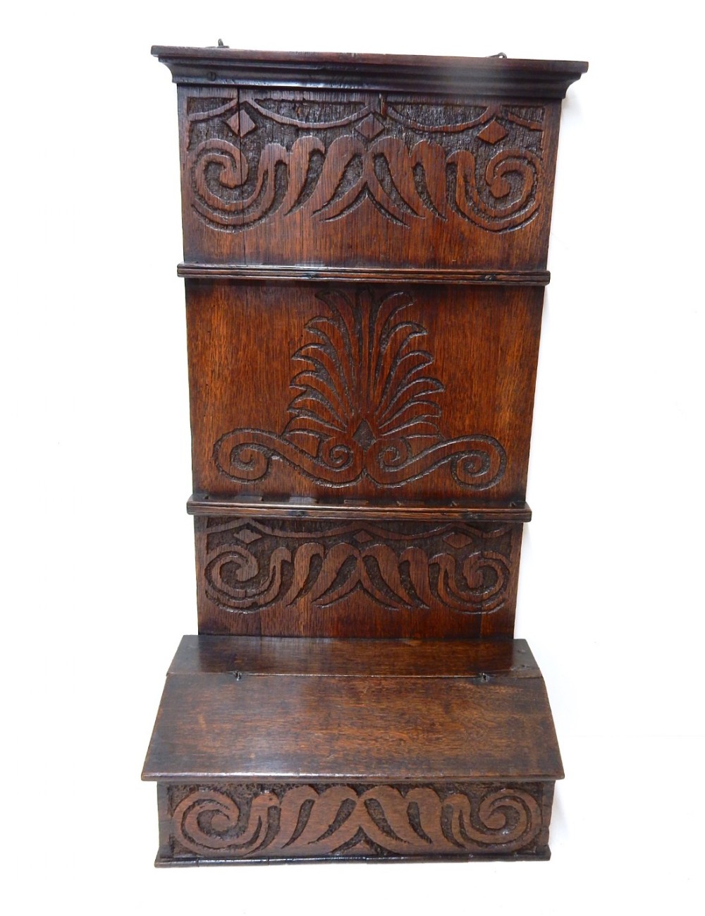 Period Oak Spoon Rack & Candle Box