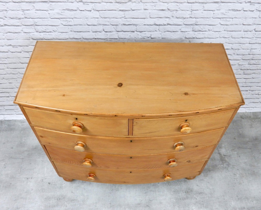 Bow Fronted Pine Chest of Drawers View IV