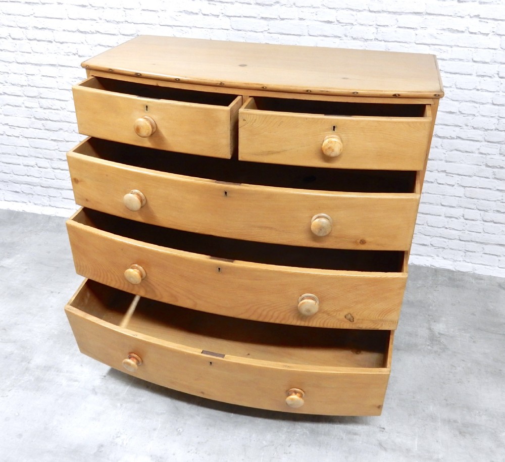 Bow Fronted Pine Chest of Drawers View VII