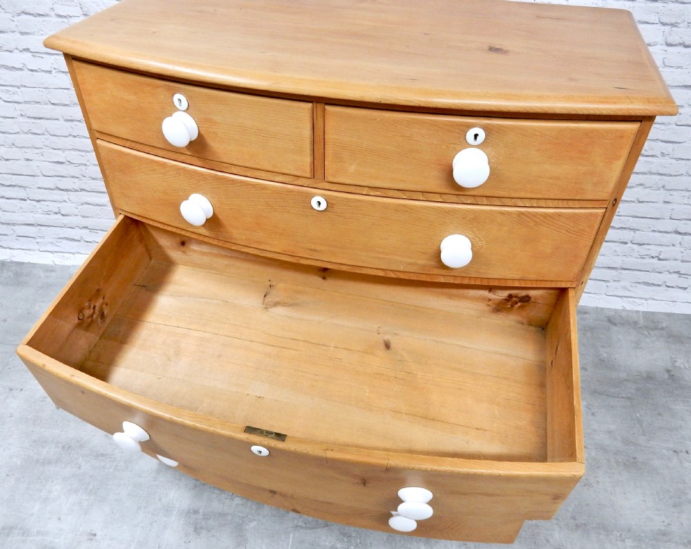 Bow-fronted Pine Chest of Drawers View V