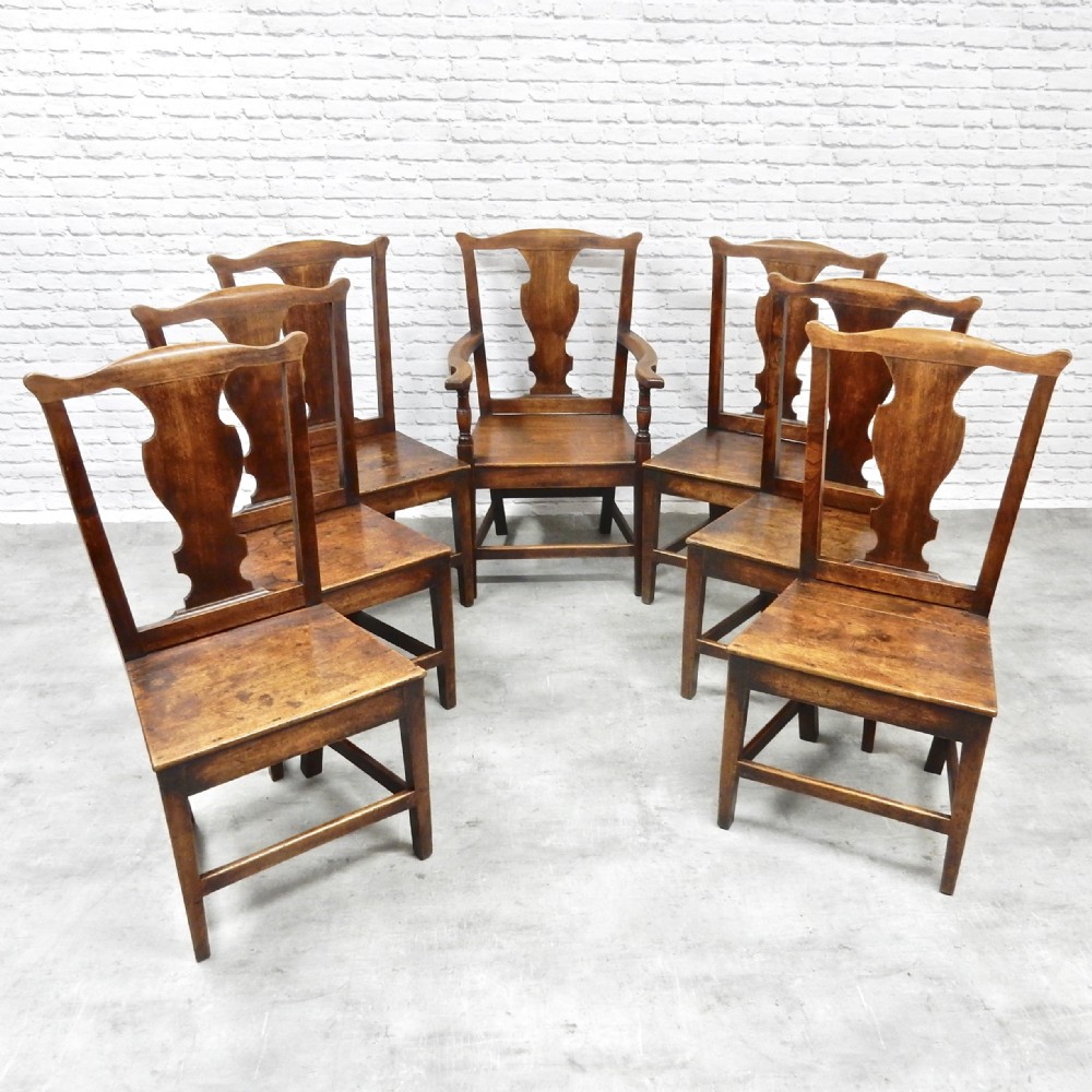 Set of Seven Oak Dining Chairs